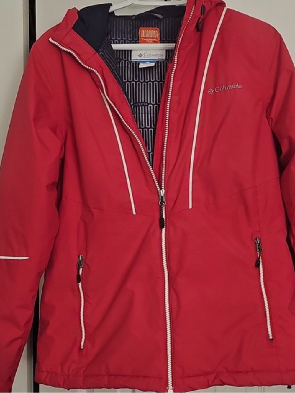 Columbia Red Thermal Coat with Hood